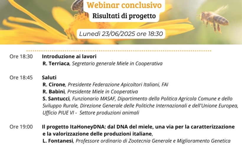 Webinar Conclusivo 23/06/2025: Analizzare il DNA del miele